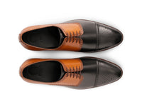 The Mayfair Cap-Toe – Mustard & Black Two-Tone Oxford Dress Shoes