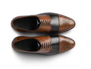 The Stratford Noir – Brown & Black Cap-Toe Oxford Dress Shoes